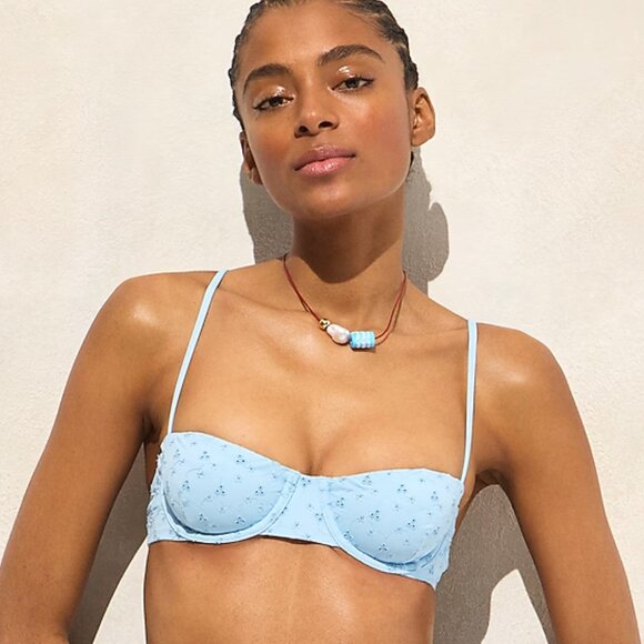 J. Crew Other - J Crew Womens Eyelet balconette underwire‎ bikini top 32A Calm Blue Color